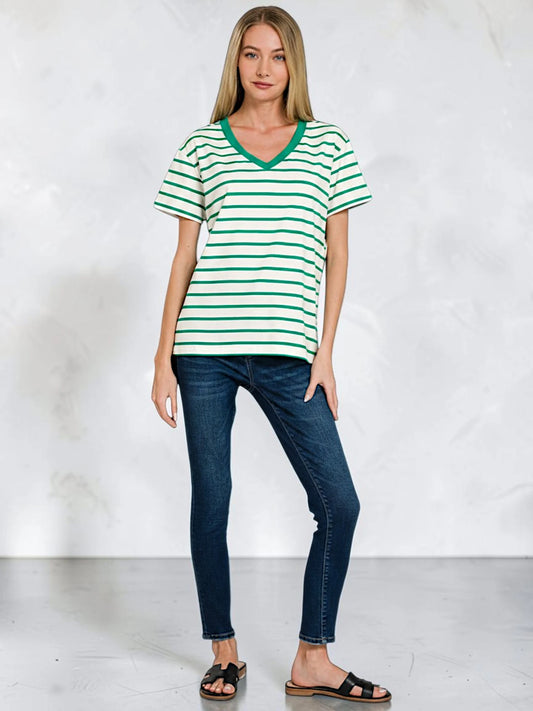 Chelly Stripe V-neck Tee