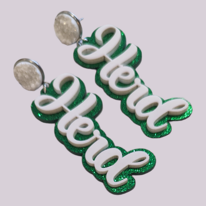 HERD Script Glitter Acetate Earrings