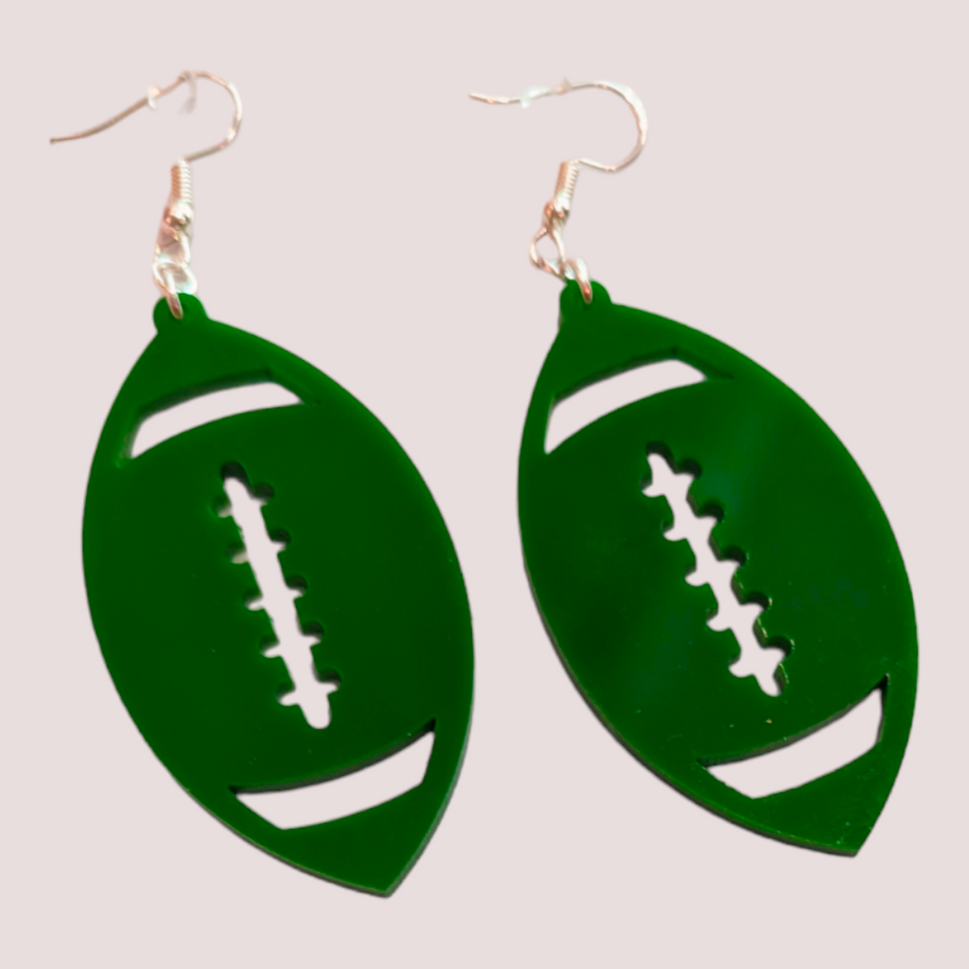Green Acetate Football Earrings