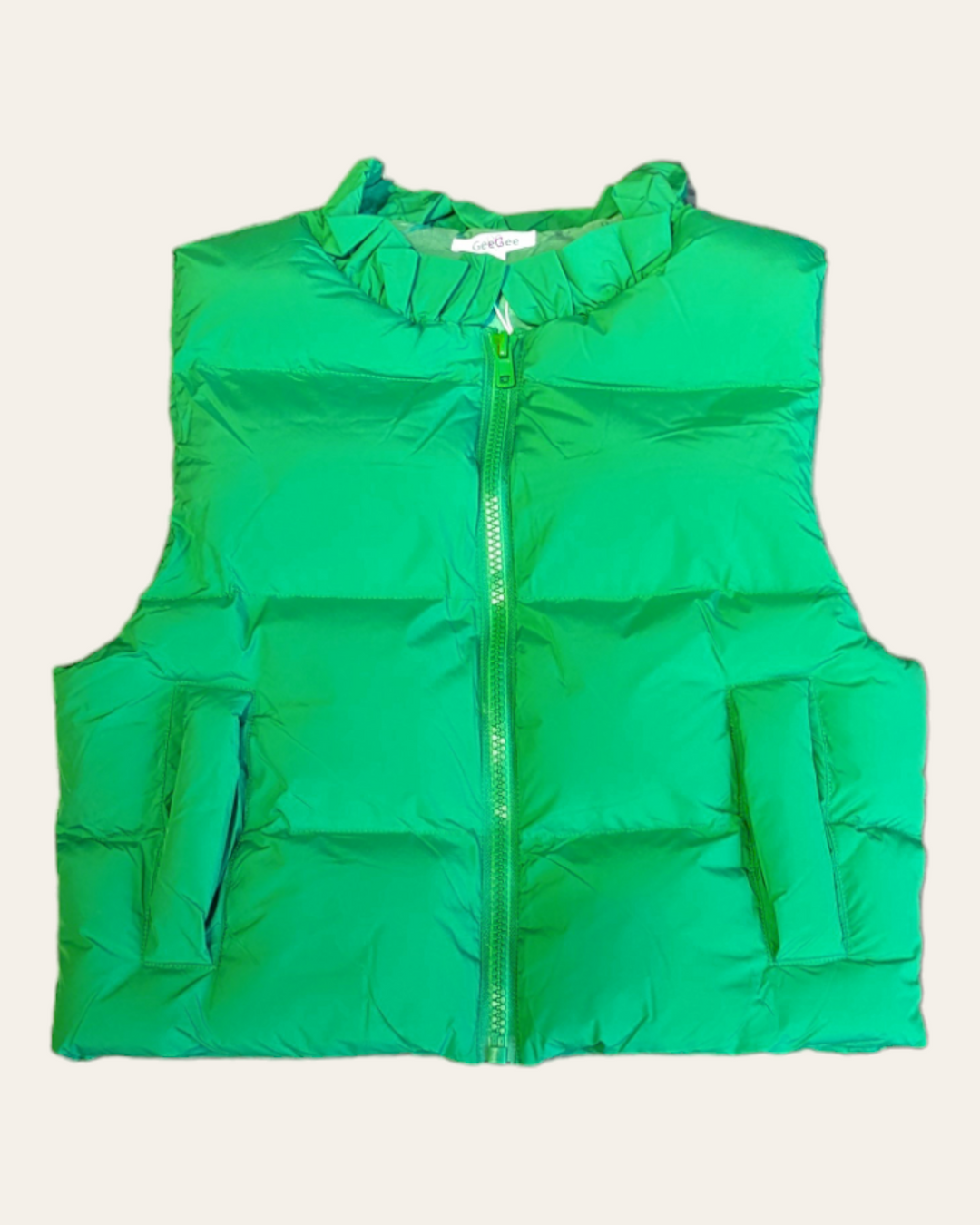 front flat view of the puffer vest