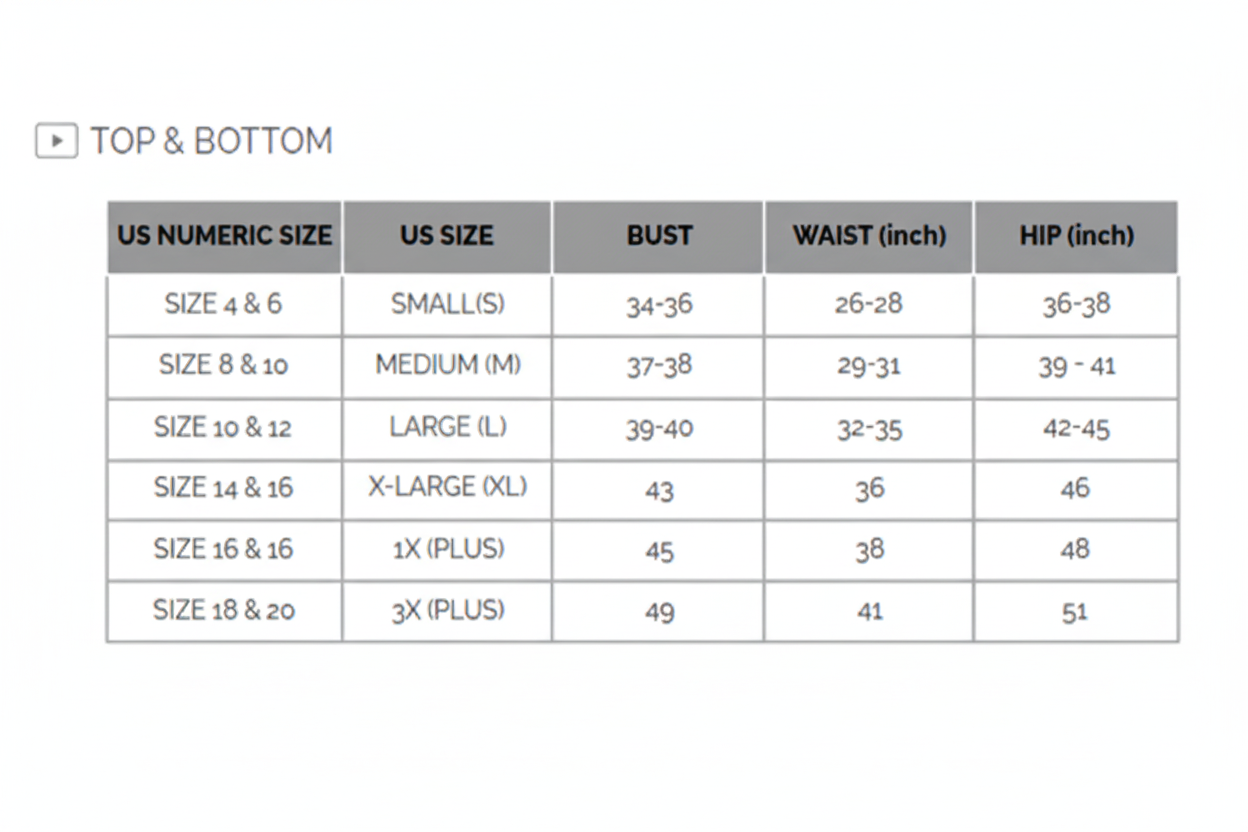 the zenana size chart