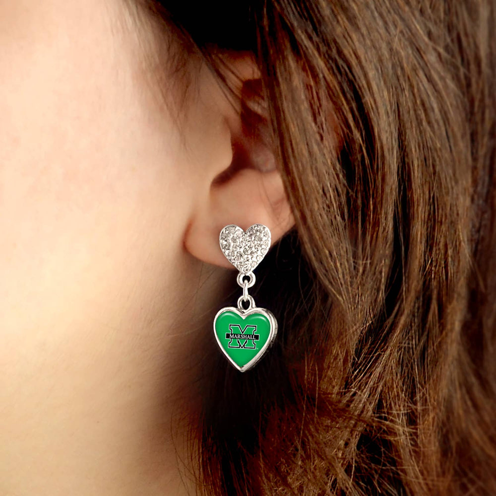 the earrings are shown on a brown-haired model