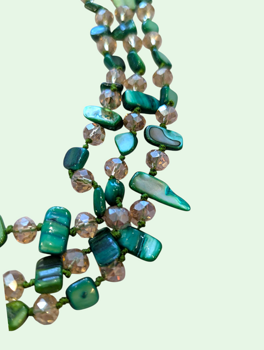 a detail view of the evelyn shell necklace. it's pretty, trust me lol