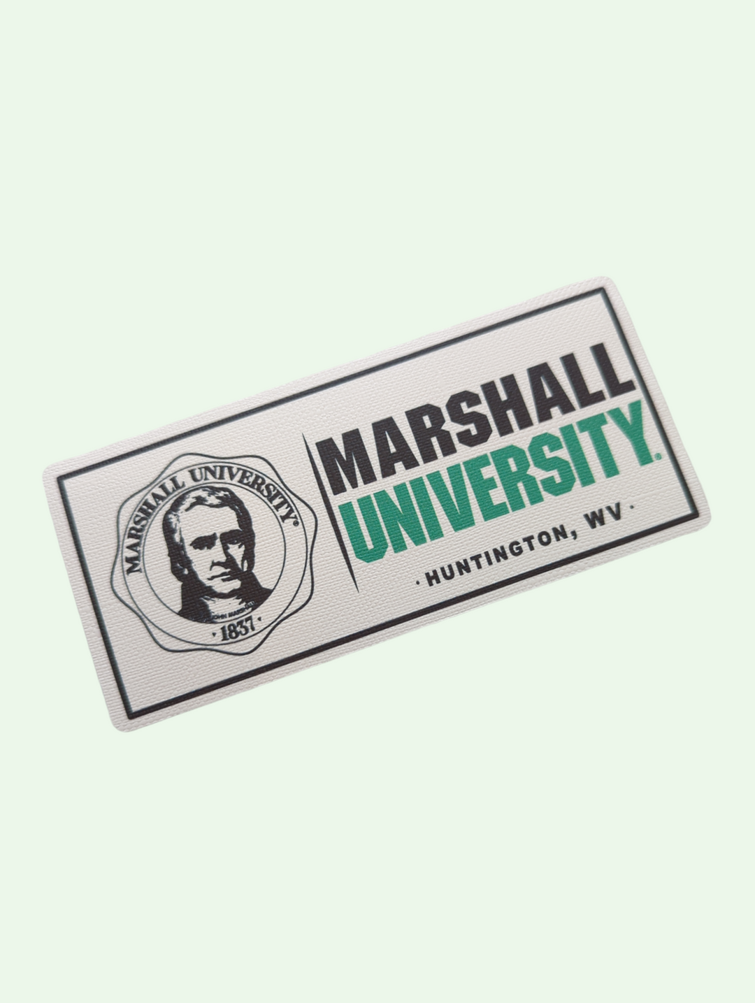 a photo of the sticker with the john marshall seal on it