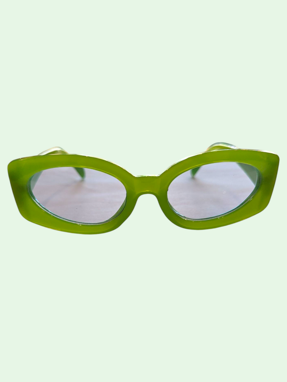 lola milk green sunglasses front view