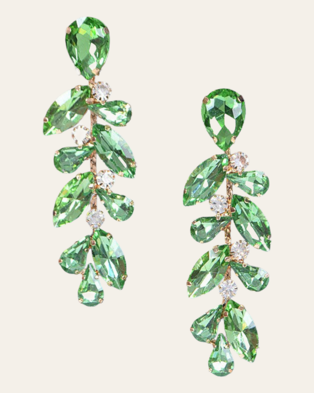 Rhinestone Floral Drop Earrings on a plain background