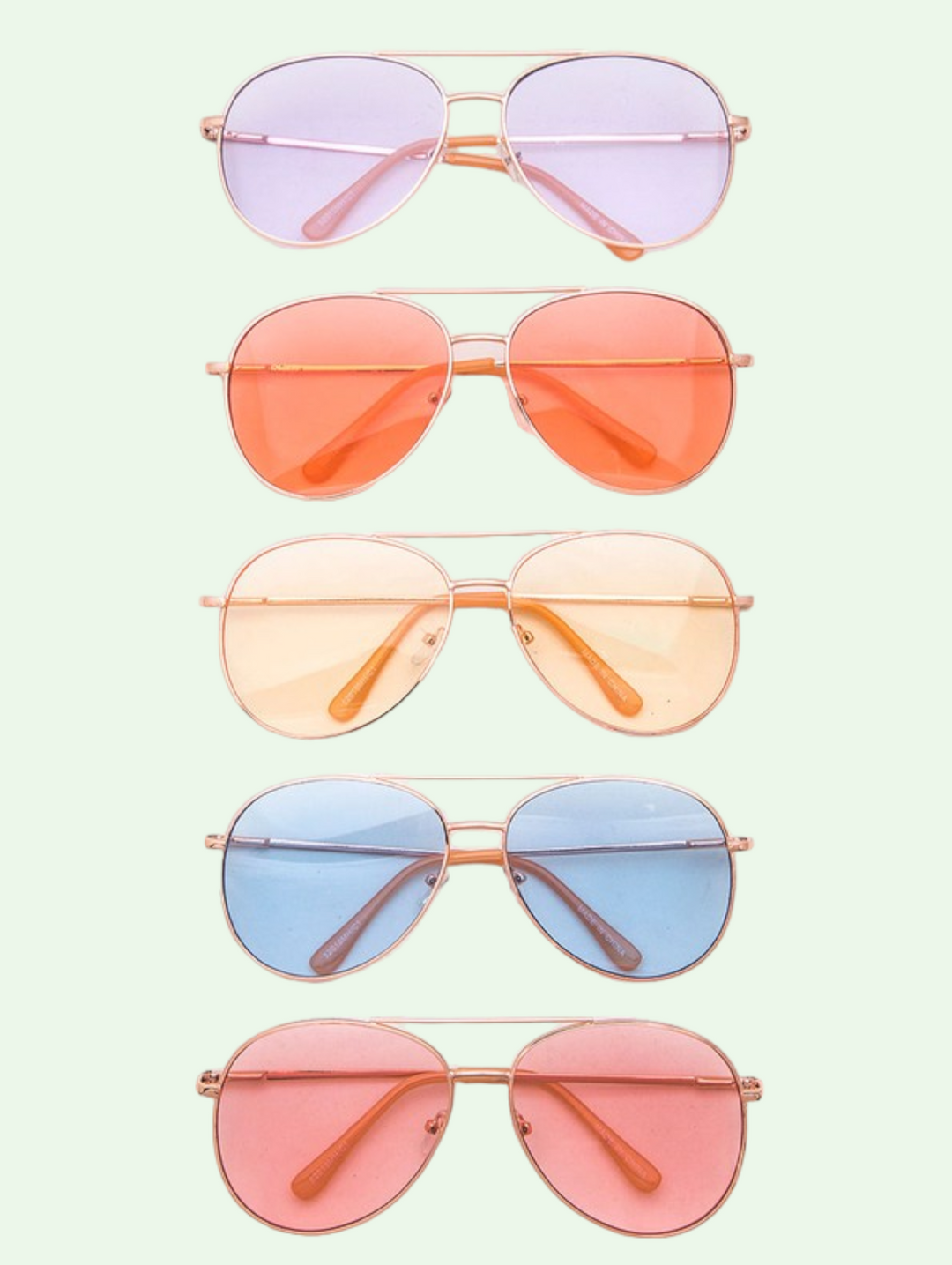a group shot of all colors of the summer dream aviators