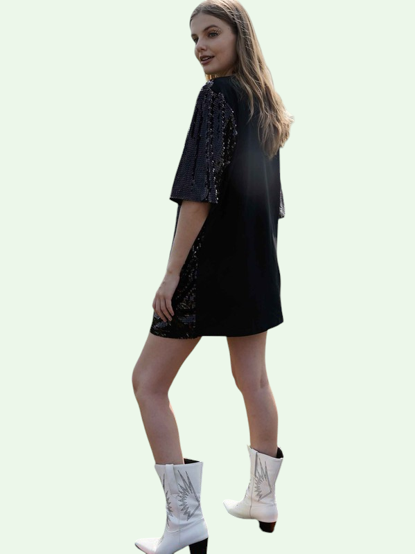 Game Day Black Sequin Dress