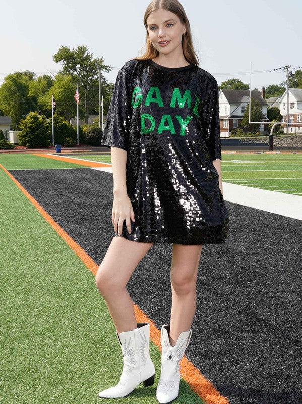 Game Day Black Sequin Dress