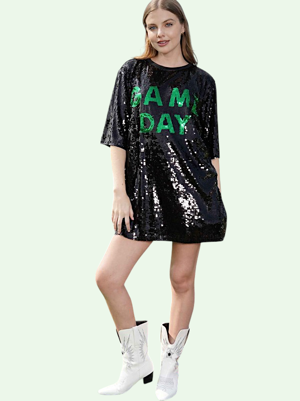 Game Day Black Sequin Dress