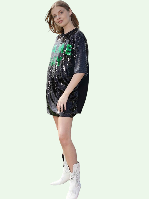 Game Day Black Sequin Dress