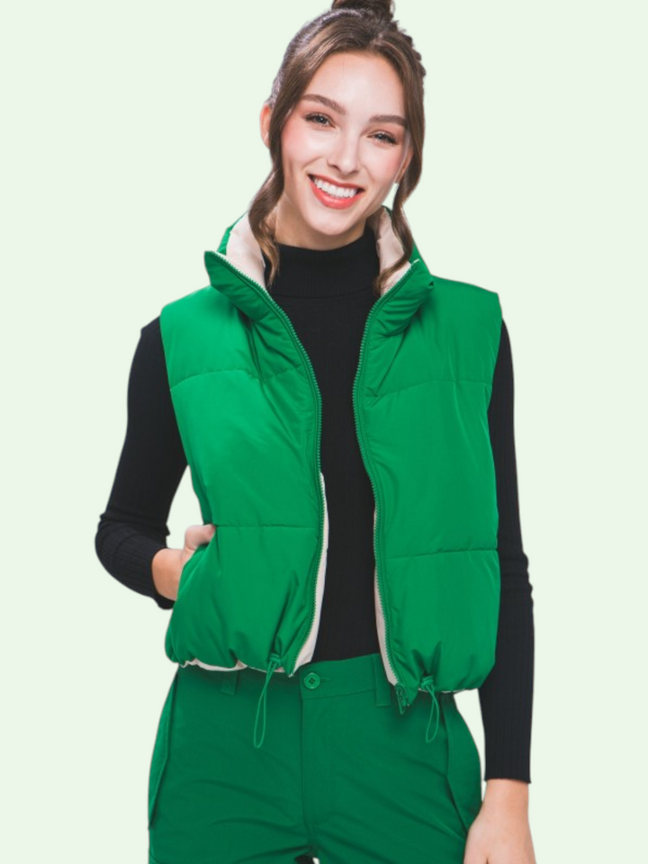 Woven Reversible Puffer Vest