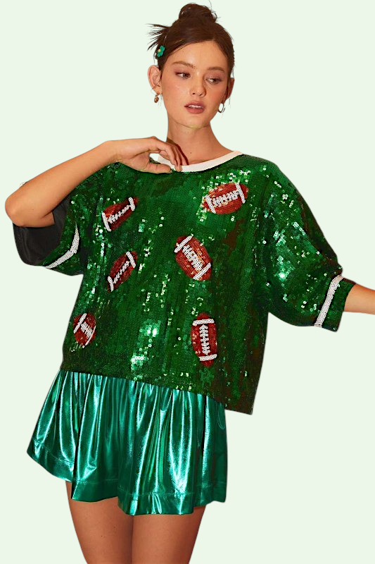 Sequin Plus Football Tee