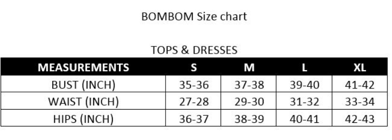 the bombom size chart