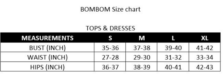 the bombom size chart