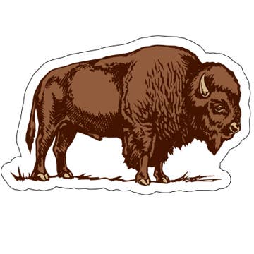 Sticker of a brown bison on a white background
