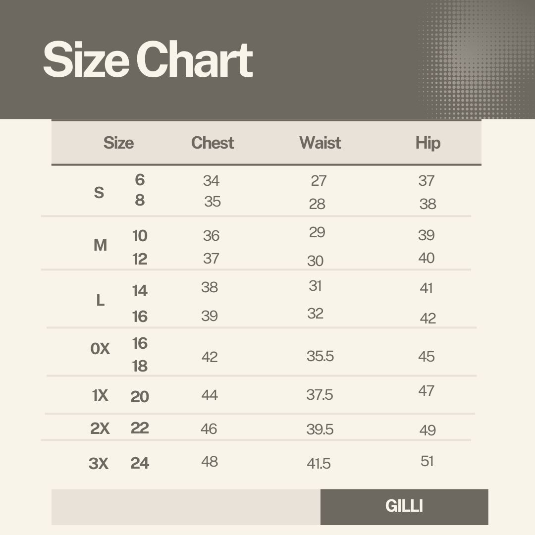 the Gilli size chart