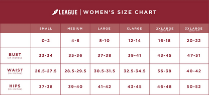 league women's size chart