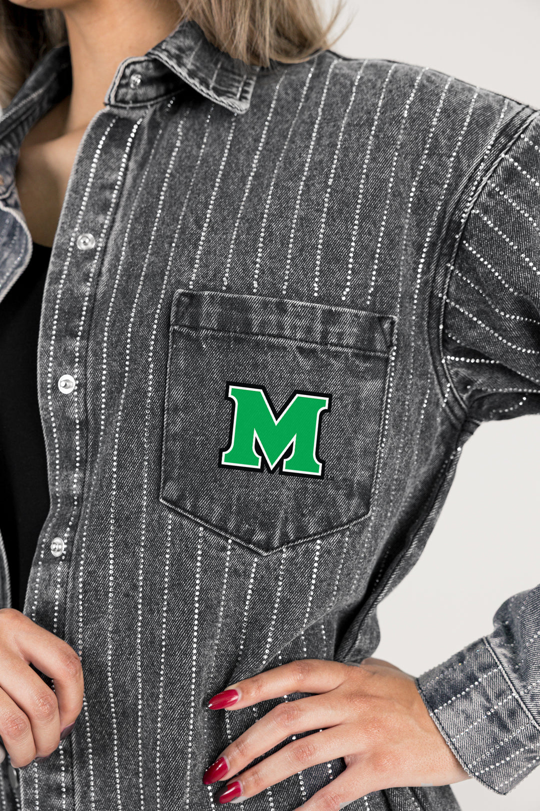 Marshall University Rhinestone Denim Jacket