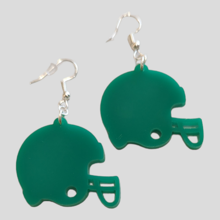 Green Acetate Football Helmet Earrings