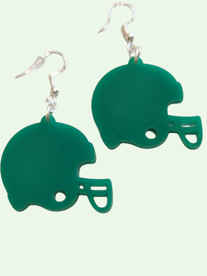 Green Acetate Football Helmet Earrings