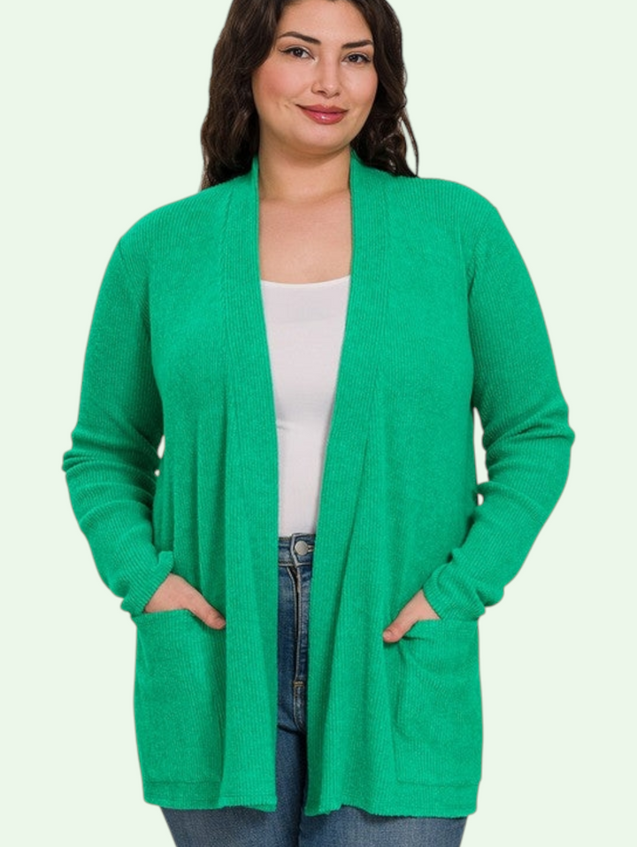 Heather Ribbed Cardigan Sweater