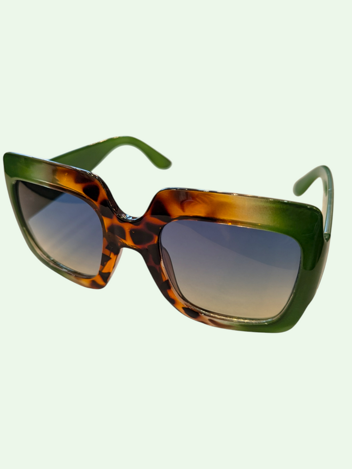 Oversized Green and Tortoise Sunglasses