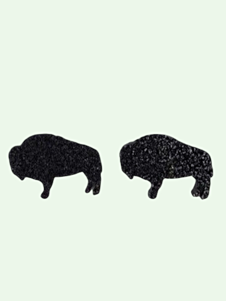 Black Glitter Buffalo Studs