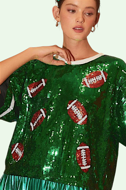 Sequin Plus Football Tee