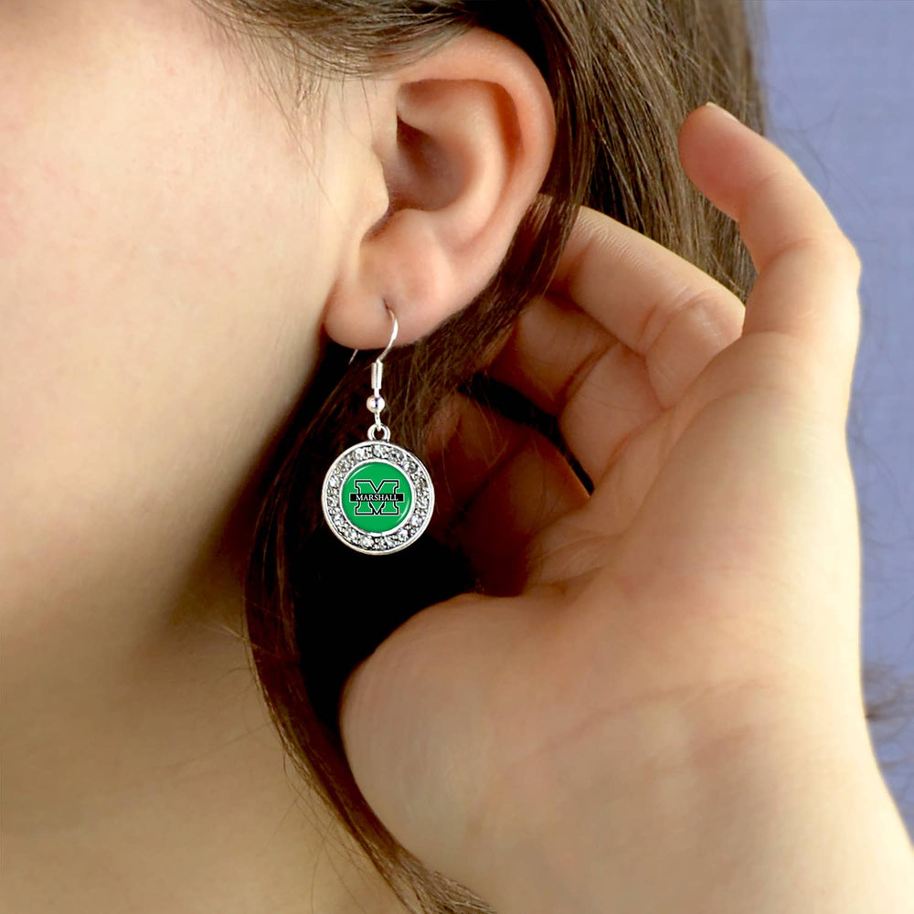 the earrings are shown on a dark-haired model who has her hand tucked behind her ear