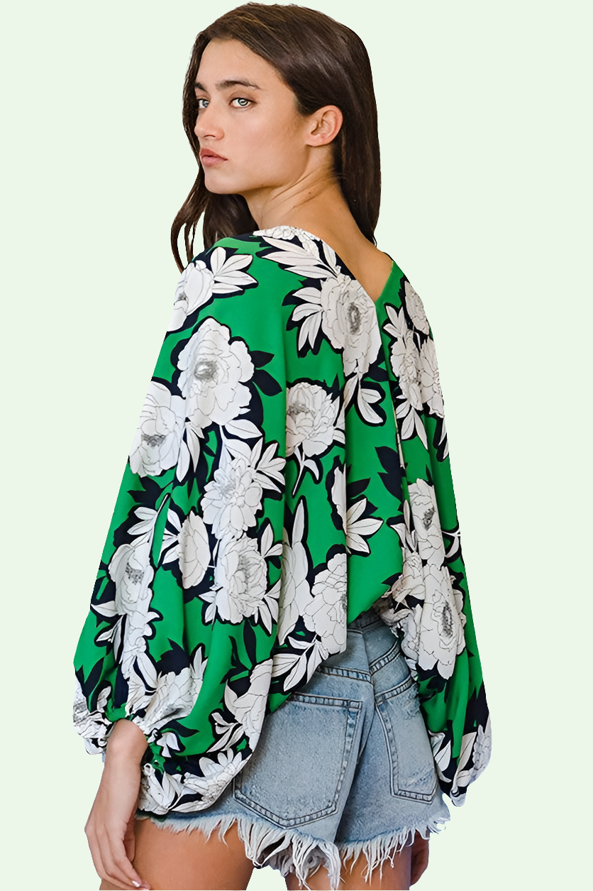 Dedra Tie Floral Blouse