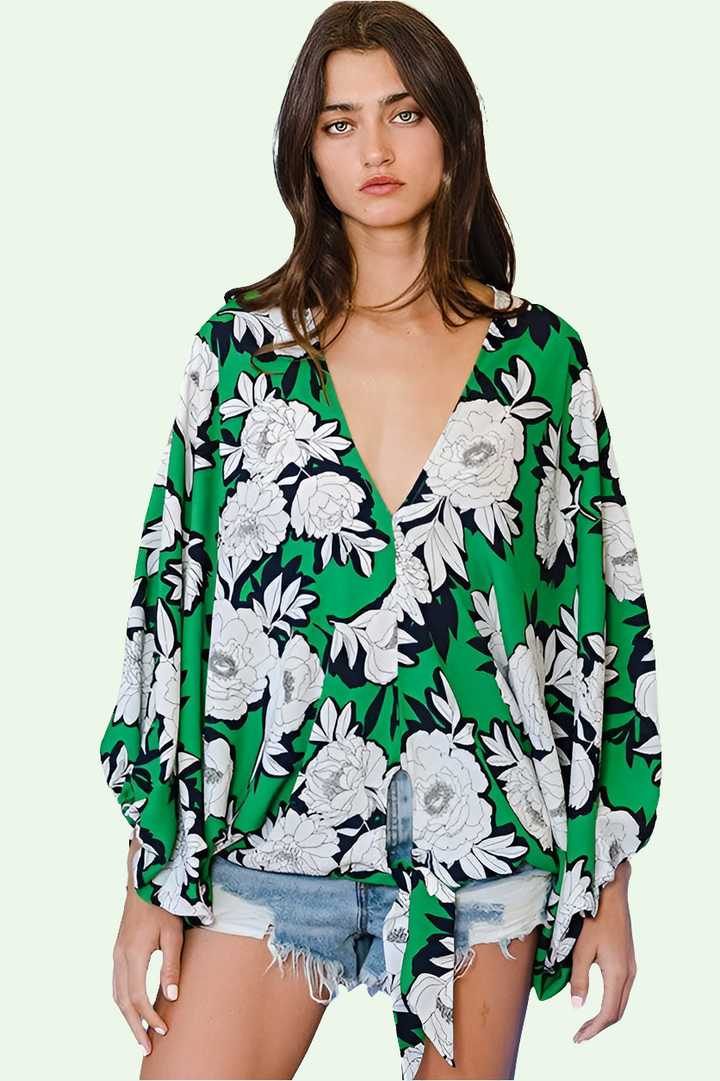 Dedra Tie Floral Blouse