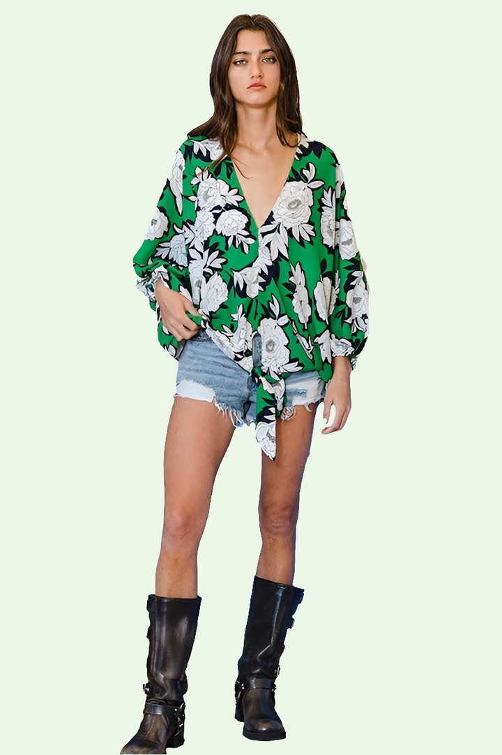 Dedra Tie Floral Blouse