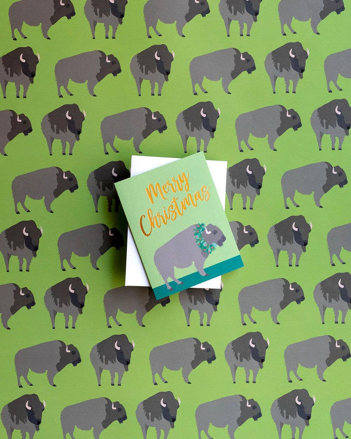 detail of the buffalo wrapping paper and card