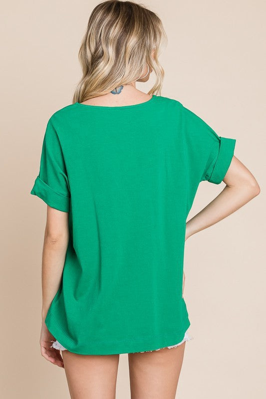 back view of the cuff sleeve top