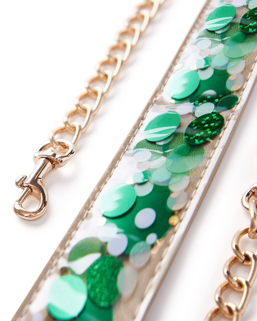 close up of the confetti strap and its buckles