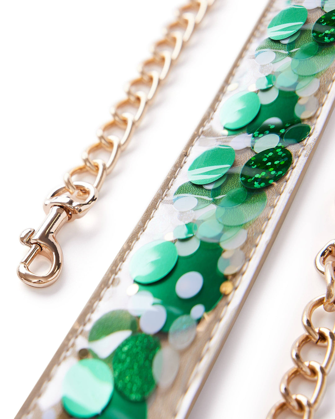 close up of the confetti strap and its buckles