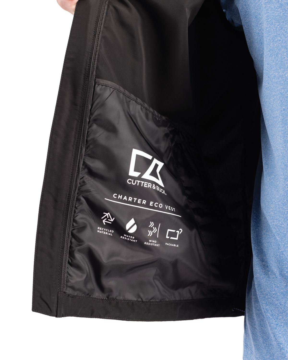 a close up view of the eco vest inside 