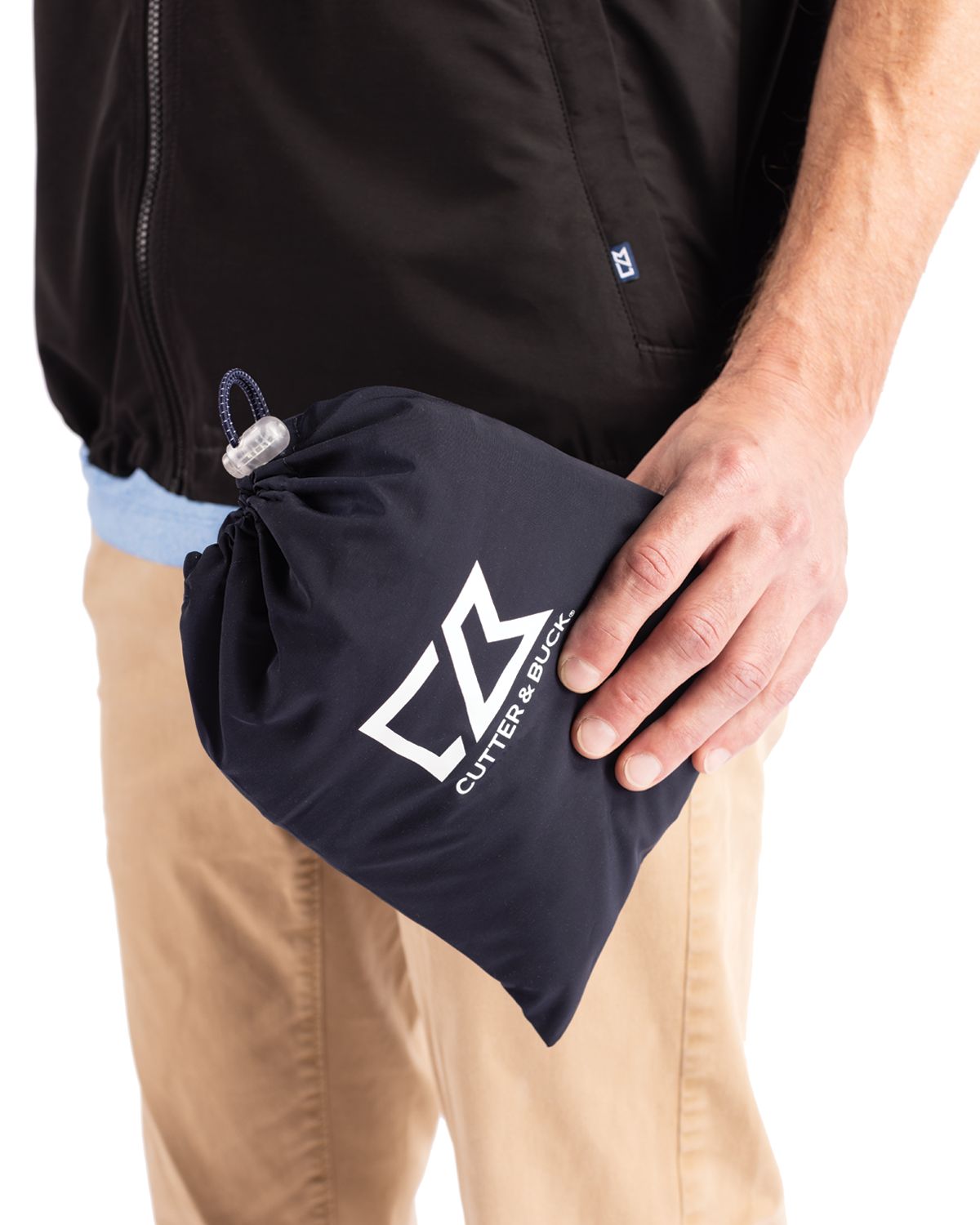 a close up shot of the included stuff bag for the vest
