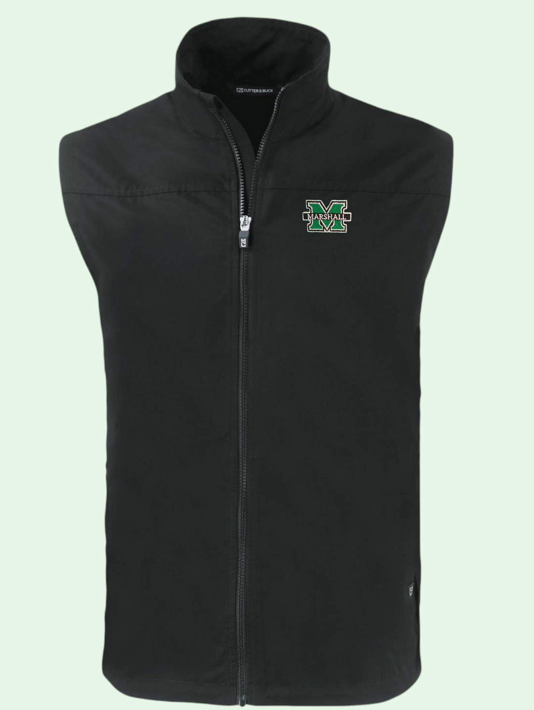a studio shot of the black eco vest