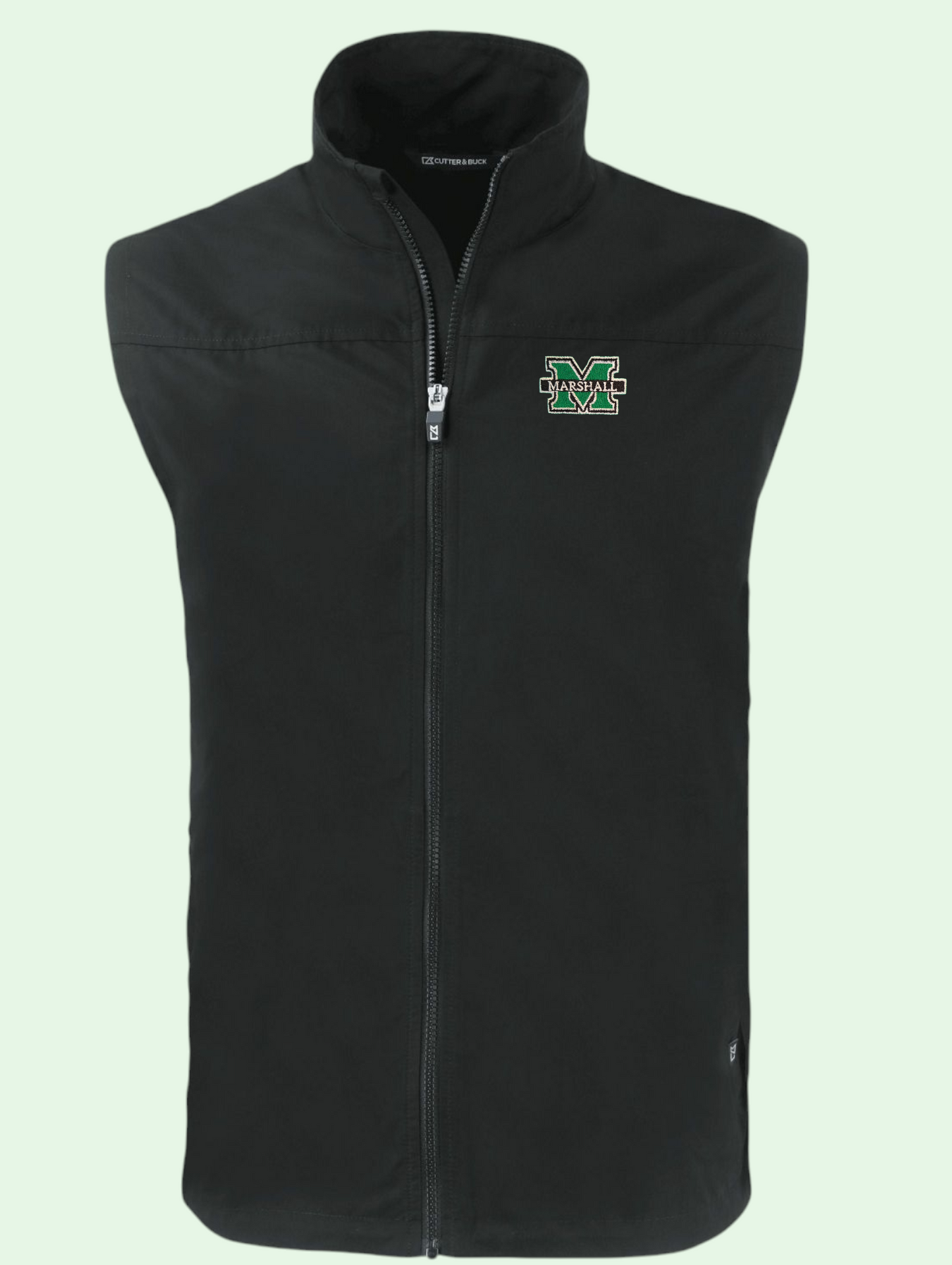 a studio shot of the black eco vest