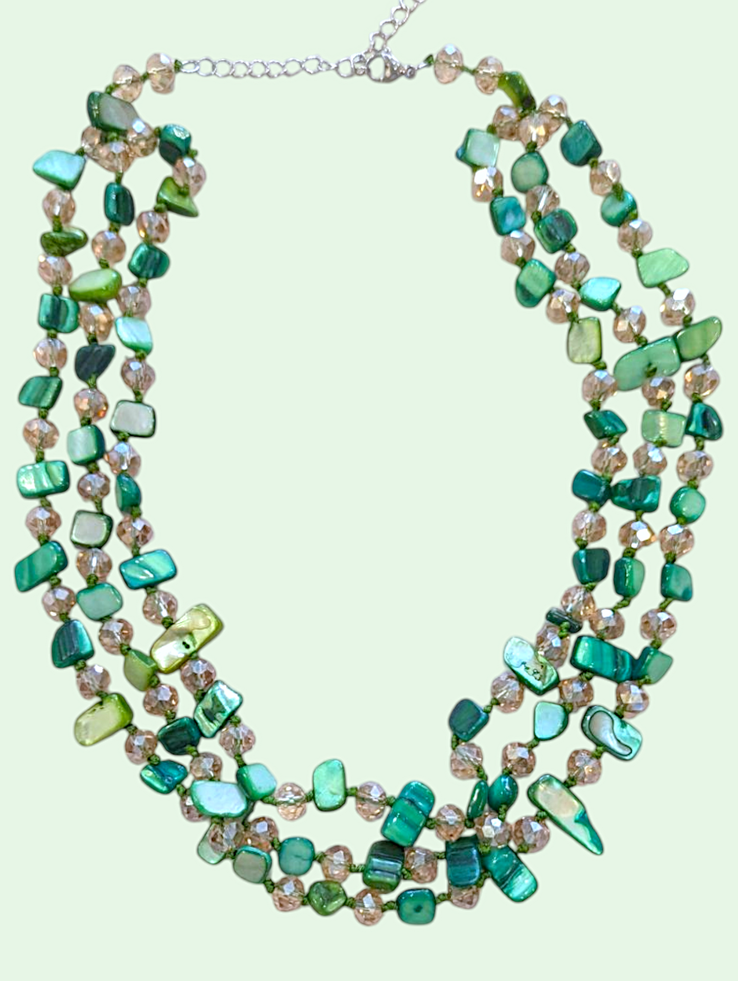 a studio shot of the evelyn shell necklace