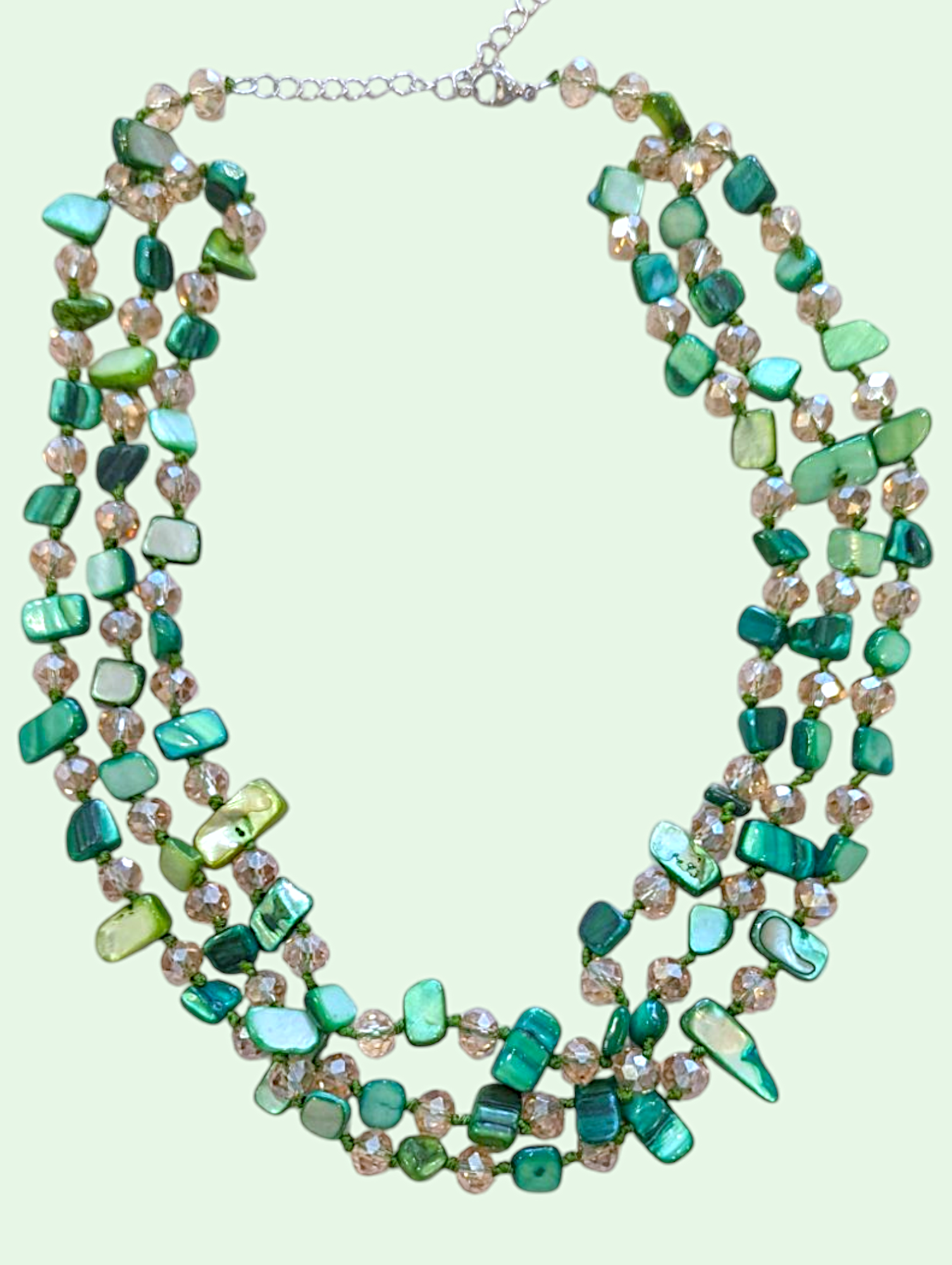 a studio shot of the evelyn shell necklace