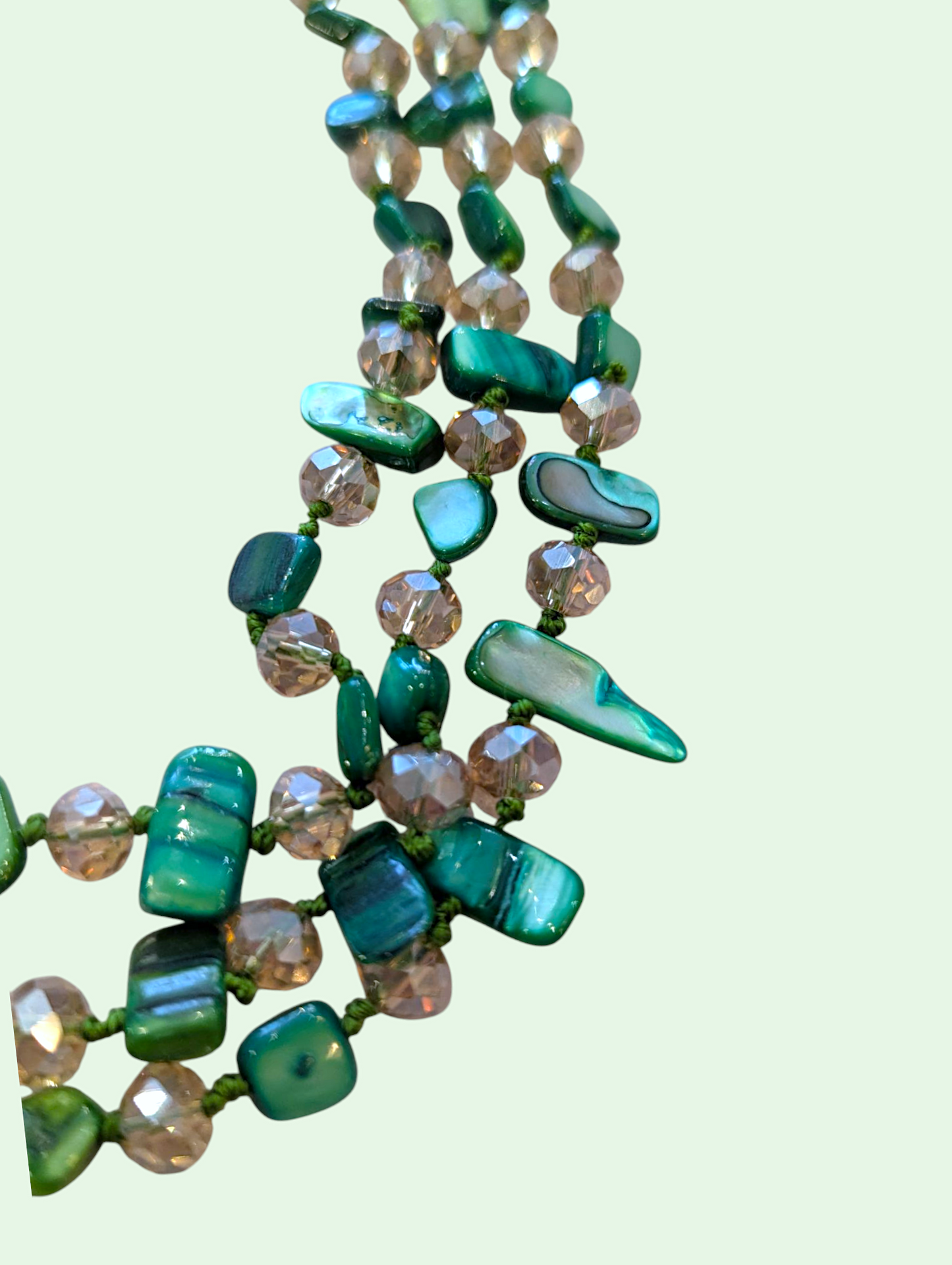 a detail view of the evelyn shell necklace. it's pretty, trust me lol