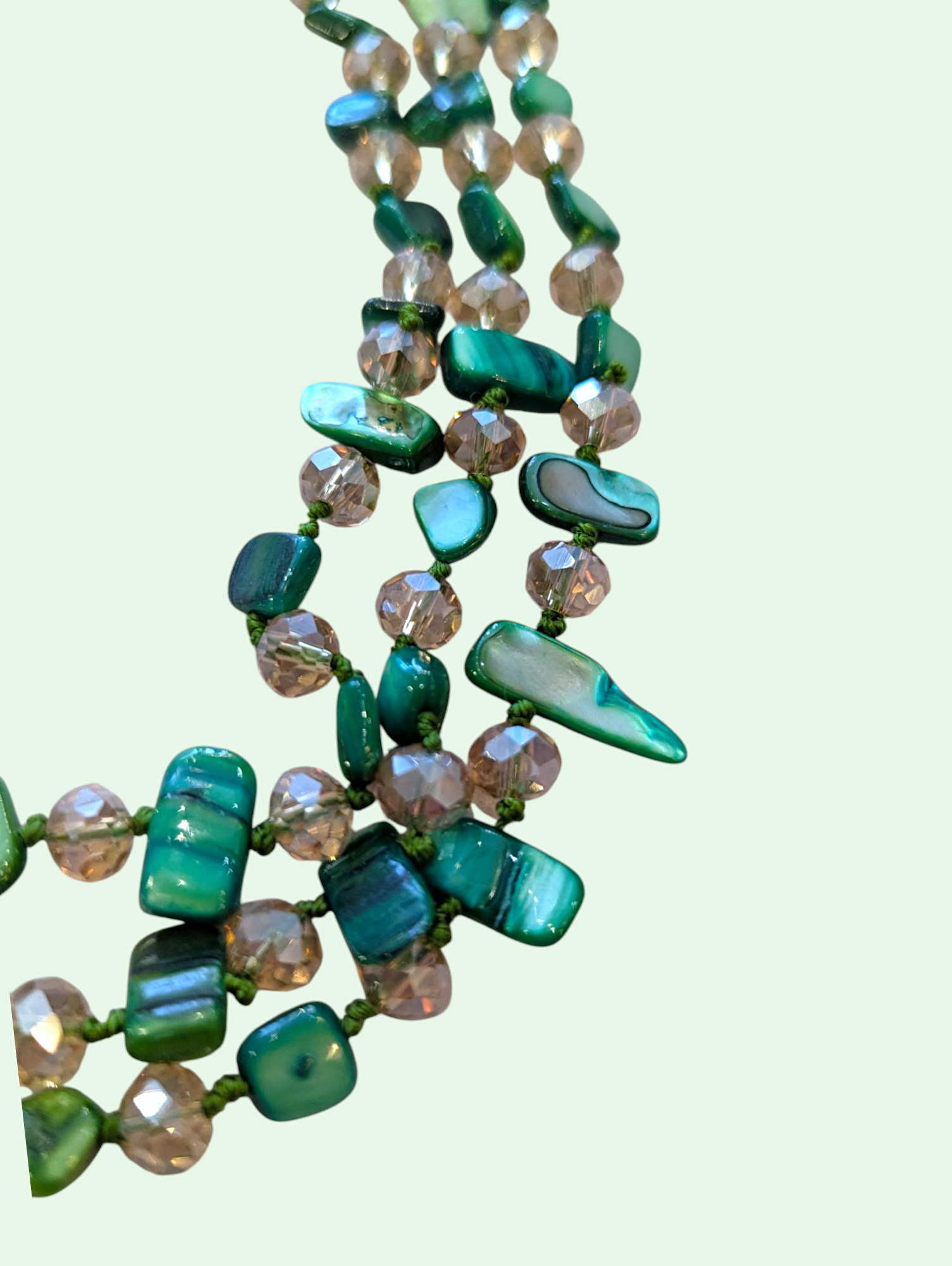 a detail view of the evelyn shell necklace. it's pretty, trust me lol