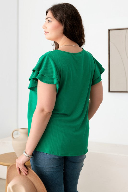 back model view of the flutter  sleeve tee