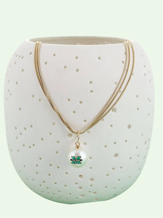 Marshall Gold & Pearl Logo 3-Strand Necklace