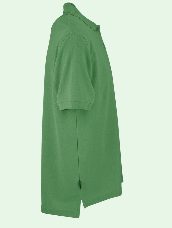 Green polo shirt on a light green background