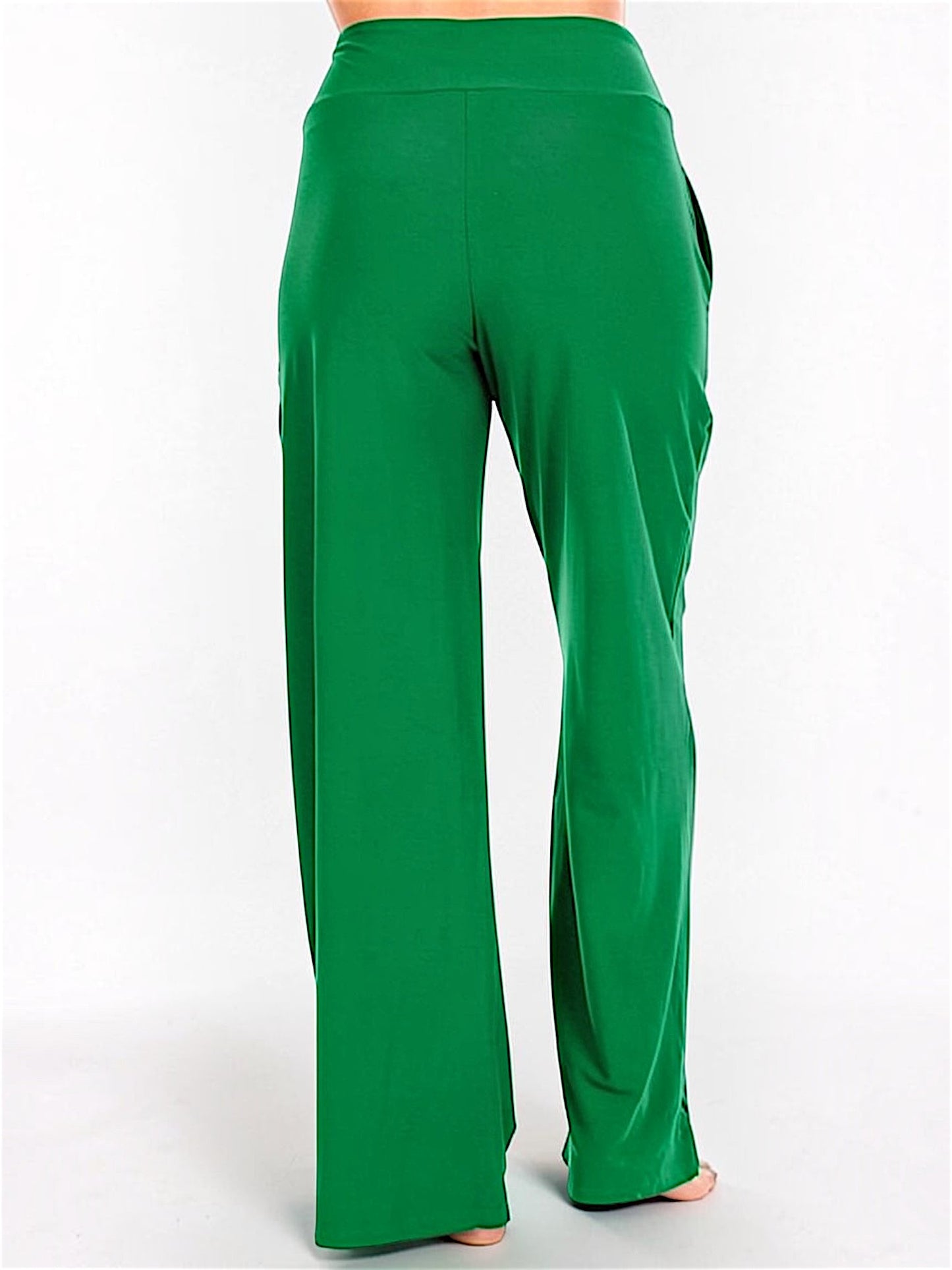 Green wide-leg pants on a white background