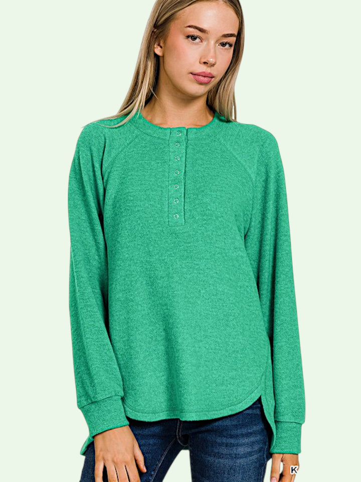 Brushed Hacci Henley Sweater